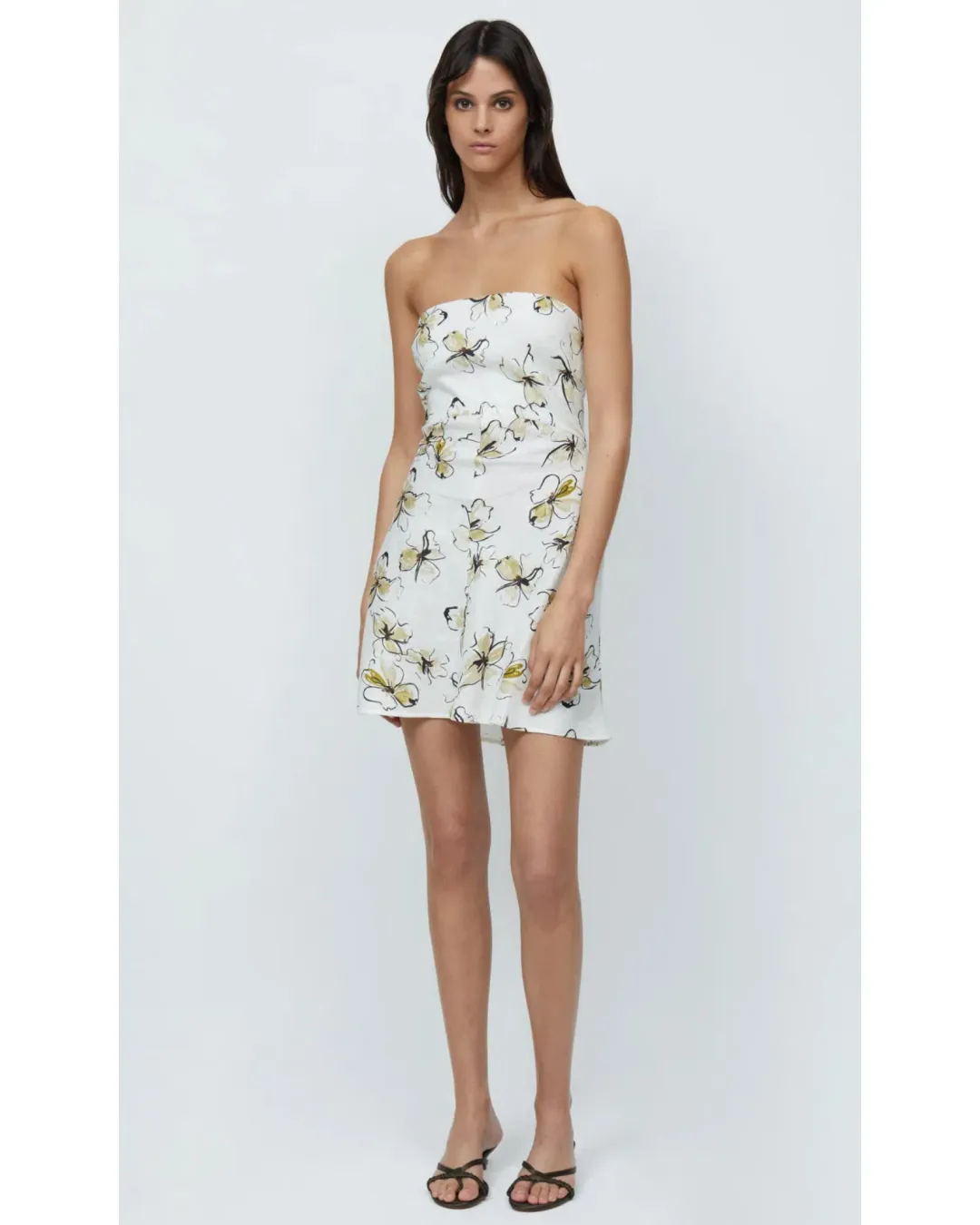 Bec & Bridge Giselle Strapless Mini Dress Ivory Floral Size AU 6 for rent on The Volte - main image