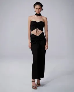 Christopher Esber Reversed Halter Disconnect Ruched Maxi Dress in Black Size 10 for rent on The Volte - image 2