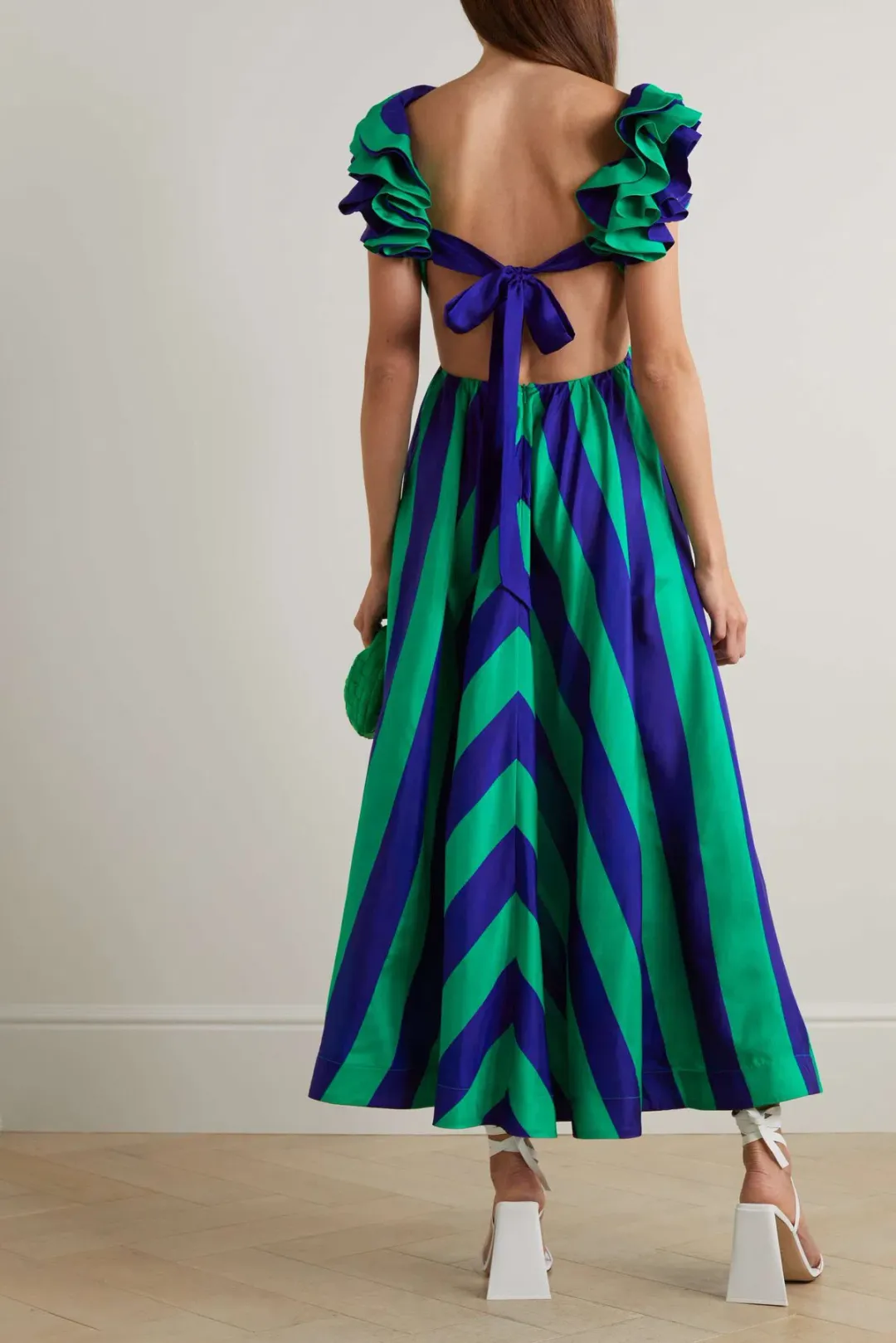 Zimmermann Tiggy Frill Shoulder Midi Dress Stripe Size 2 / Au 12 for rent on The Volte - main image