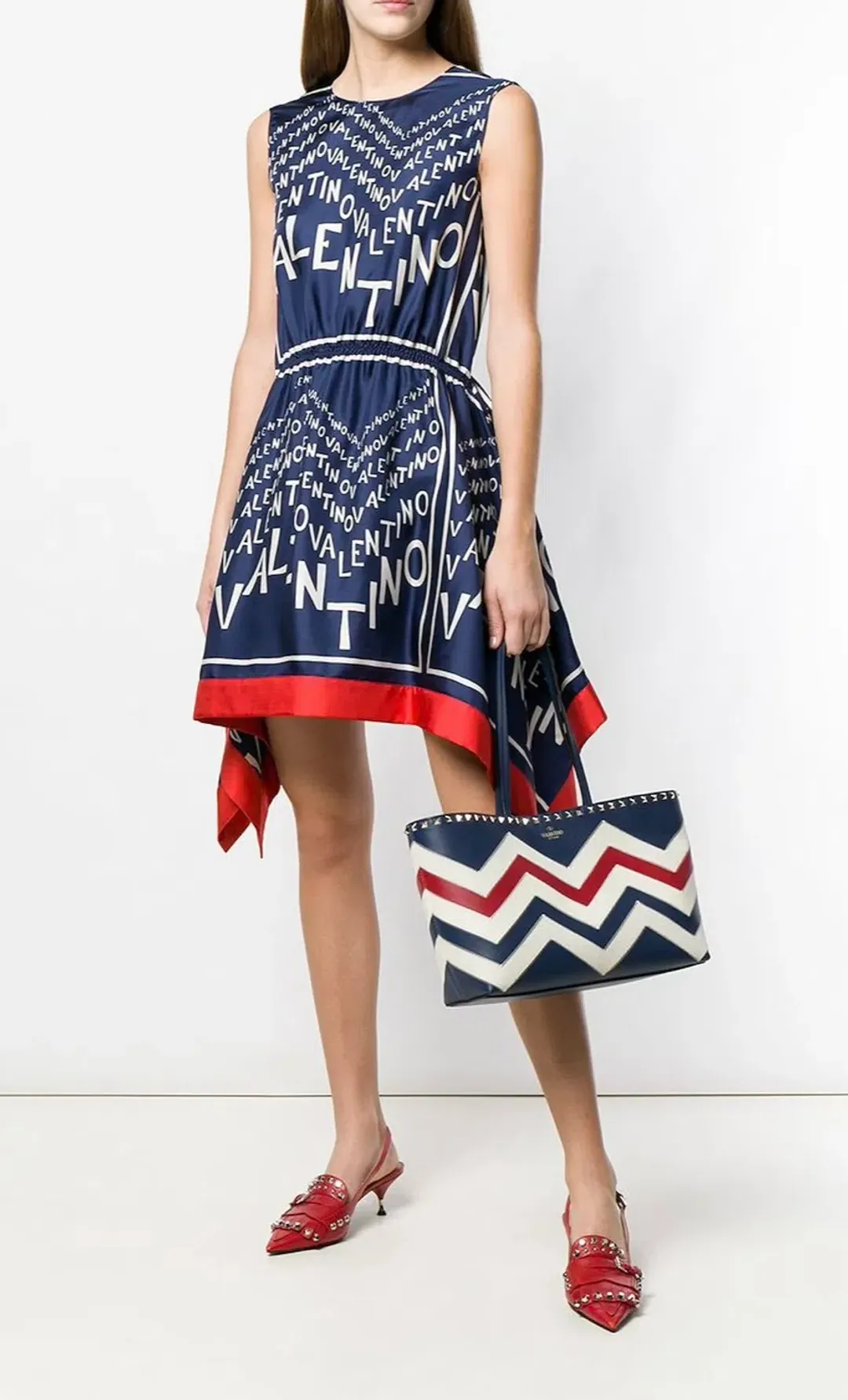 Valentino Garavani Silk Puzzle Print Dress IT38/AU 8 for rent on The Volte - main image