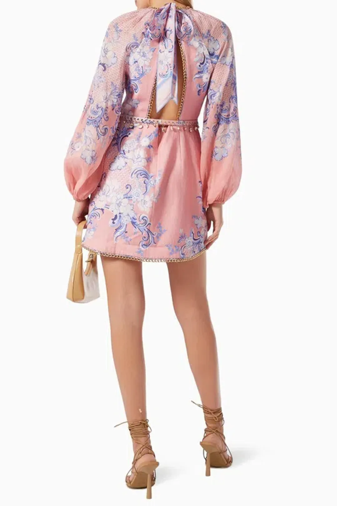 Zimmermann Postcard Mini Dress Swirl Floral Coral Size 1/Au 10 for rent on The Volte - main image