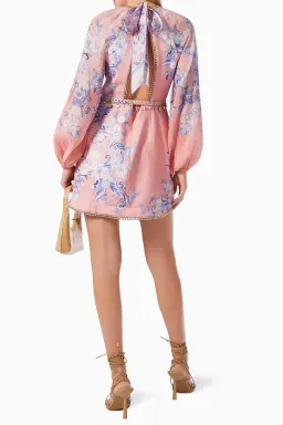 Zimmermann Postcard Mini Dress Swirl Floral Coral Size 1/Au 10 for rent on The Volte - image 3