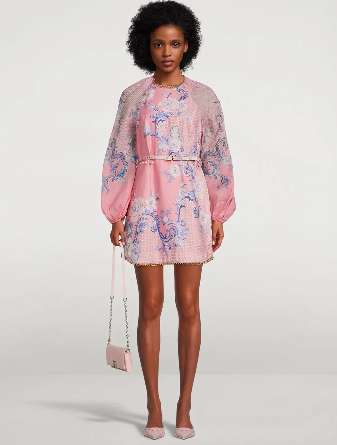 Zimmermann Postcard Mini Dress Swirl Floral Coral Size 1/Au 10 for rent on The Volte - main image