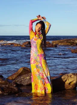 Romance was born Yellow Reef Long Sleeve Lace Frock Multi Size 12  for rent on The Volte - image 2