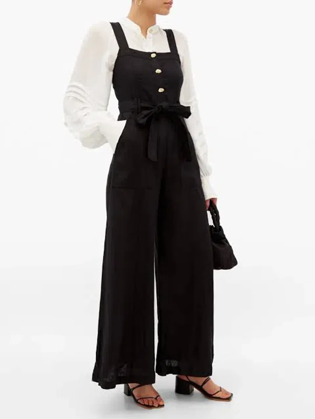 Aje Sunpointe Linen Jumpsuit  Black Size 8 for rent on The Volte - main image