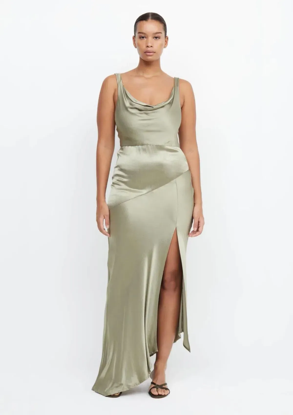 Bec & Bridge Moon Dance Cowl Dress Sage Size 12 for rent on The Volte - main image