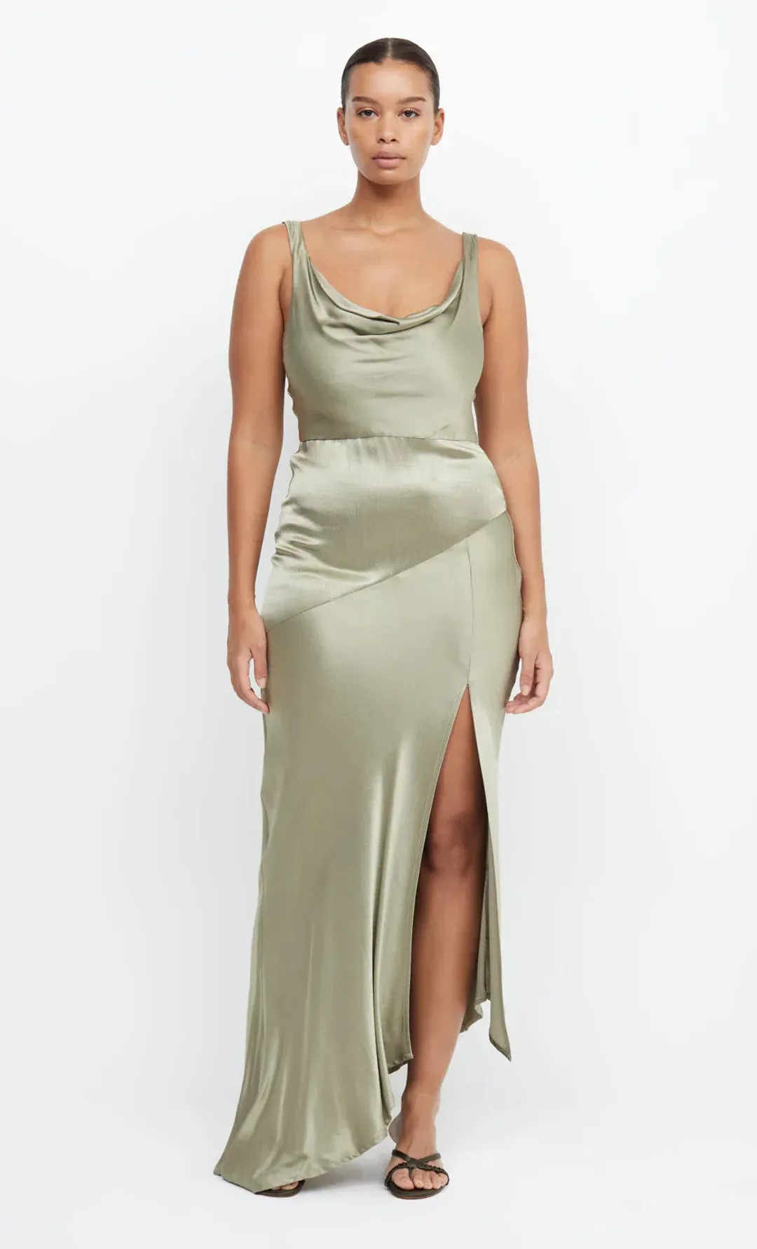 Bec & Bridge Moon Dance Cowl Dress Sage Size 12 for rent on The Volte - main image