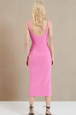 Bec & Bridge Karina Tuck Midi Dress In Bright Fuschia Size 10 for rent on The Volte - image 4
