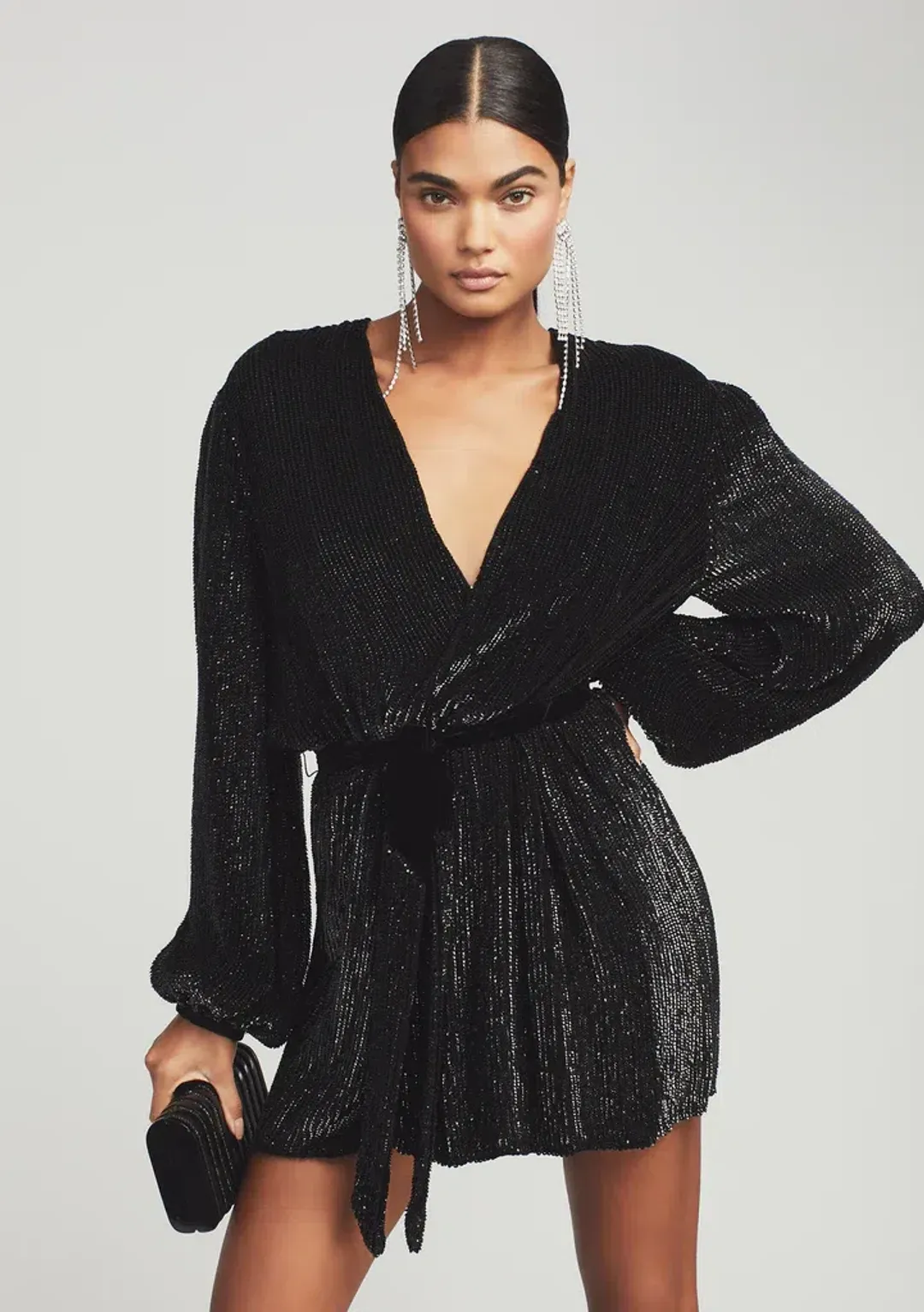 Retrofete Gabrielle Dress Black Sequin Robe Size 8 for rent on The Volte - main image