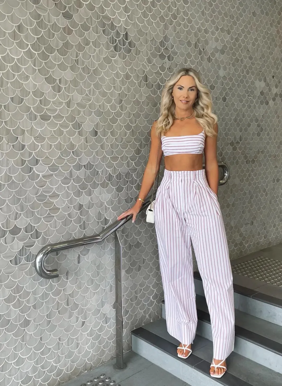 Shona Joy Tie Back Bralette & High Waist Pants Set Ribiero Size 6 for rent on The Volte - main image