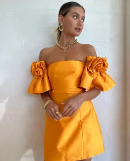 Alemais Masie Rosette Dress In Saffron Orange Size AU 6 for rent on The Volte - image 2