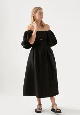 Aje Eugenie Off Shoulder Midi Dress Black Size AU 8 for rent on The Volte - image 1