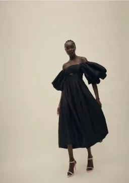 Aje Eugenie Off Shoulder Midi Dress Black Size AU 8 for rent on The Volte - image 4