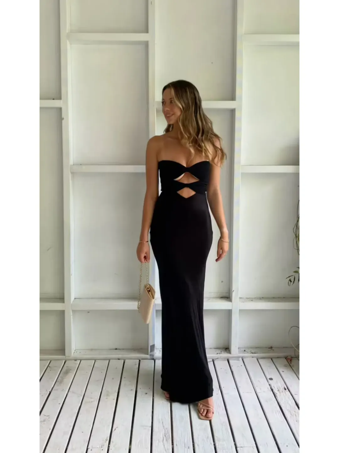 Bec & Bridge Halle Strapless Dress Black Size AU 6  for rent on The Volte - main image