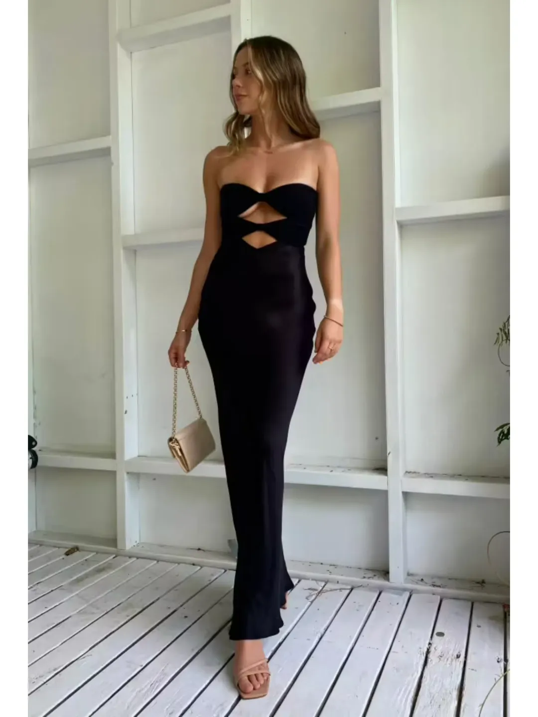 Bec & Bridge Halle Strapless Dress Black Size AU 6  for rent on The Volte - main image