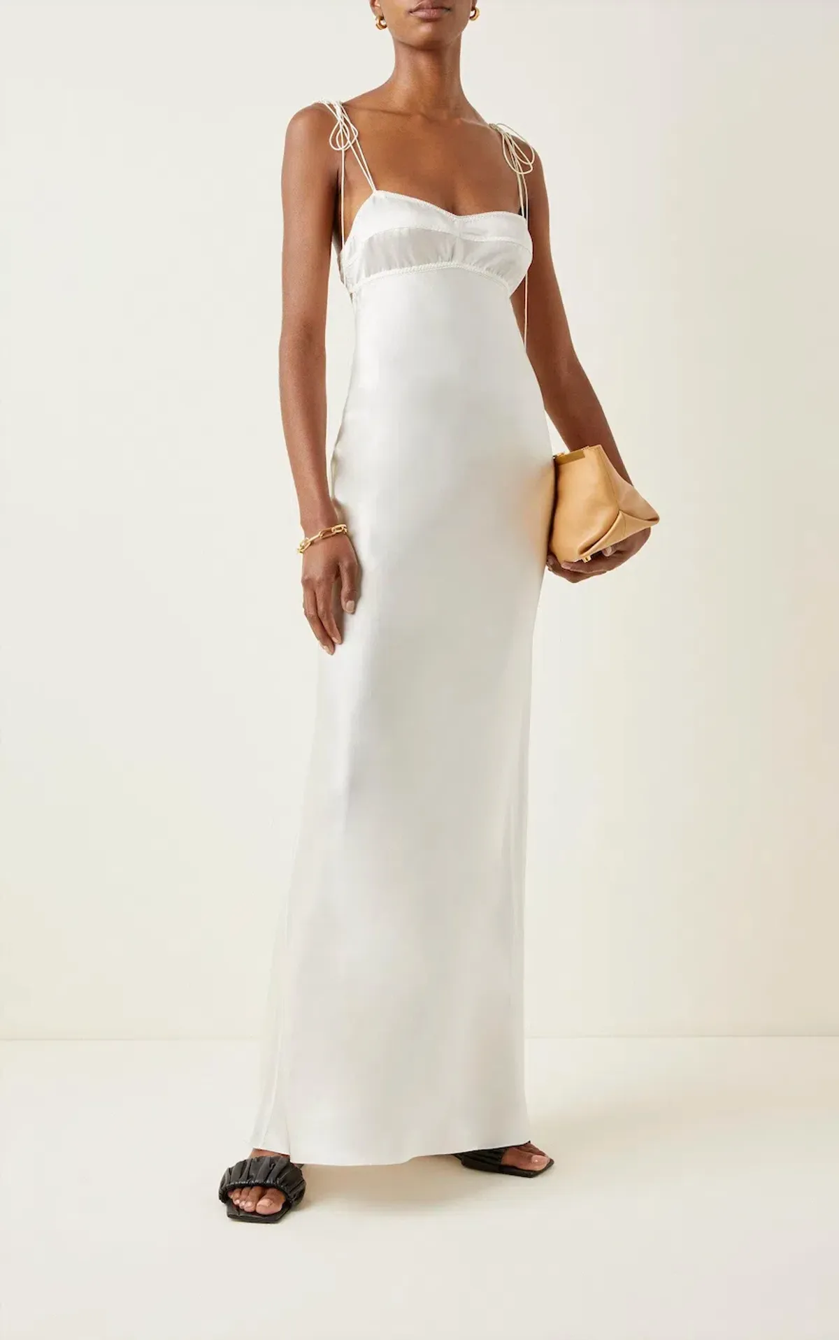 Anna October Paris Open Back Satin Maxi Slip Dress White Size S / Au 8 for rent on The Volte - main image