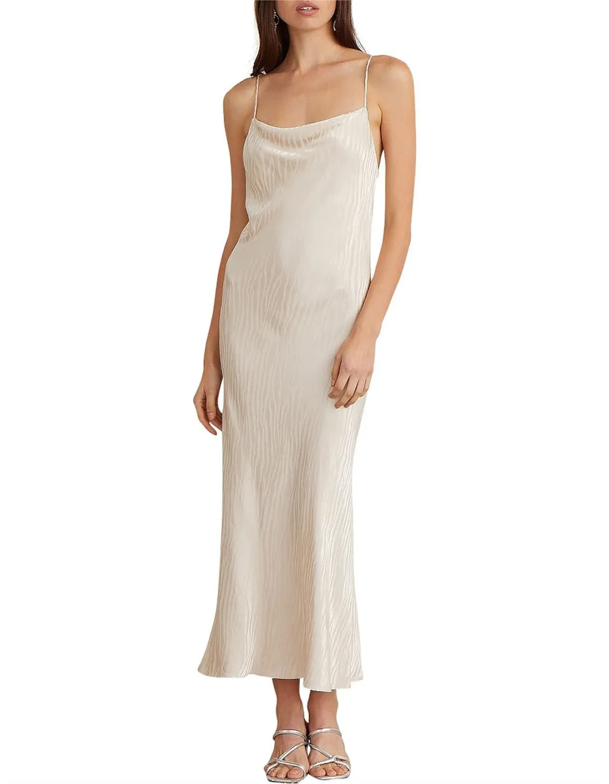 Bec & Bridge Kat Cowl Midi Dress in Cream Zebra Jacquard Size 8 for rent on The Volte - main image