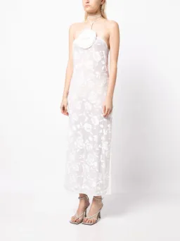 Magda Butrym Flower Applique Ivory Midi Dress White Size 34/AU 6 for rent on The Volte - image 2
