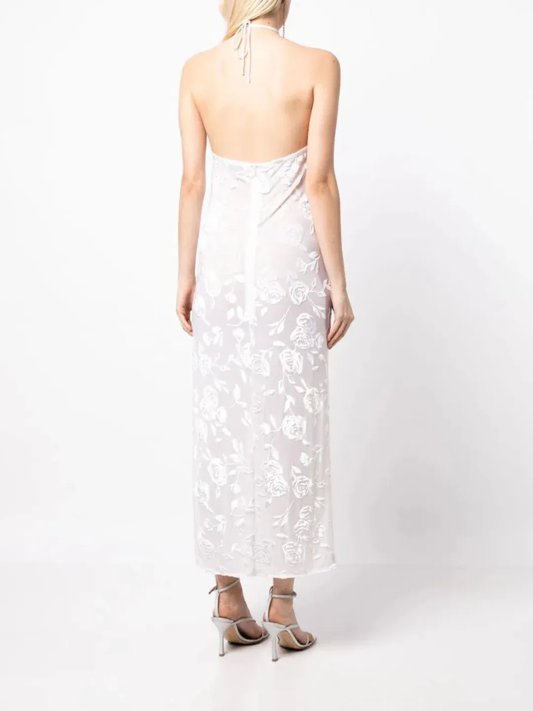 Magda Butrym Flower Applique Ivory Midi Dress White Size 34/AU 6 for rent on The Volte - main image