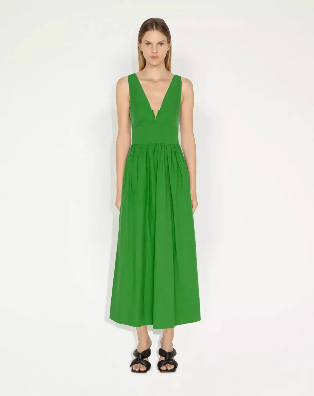Cue Cotton Twist Strap Dress Green Size 6 for rent on The Volte - main image