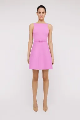Scanlan Theodore Crepe Knit Bow Belt Dress Pink Size Small/Au 8  for rent on The Volte - image 1