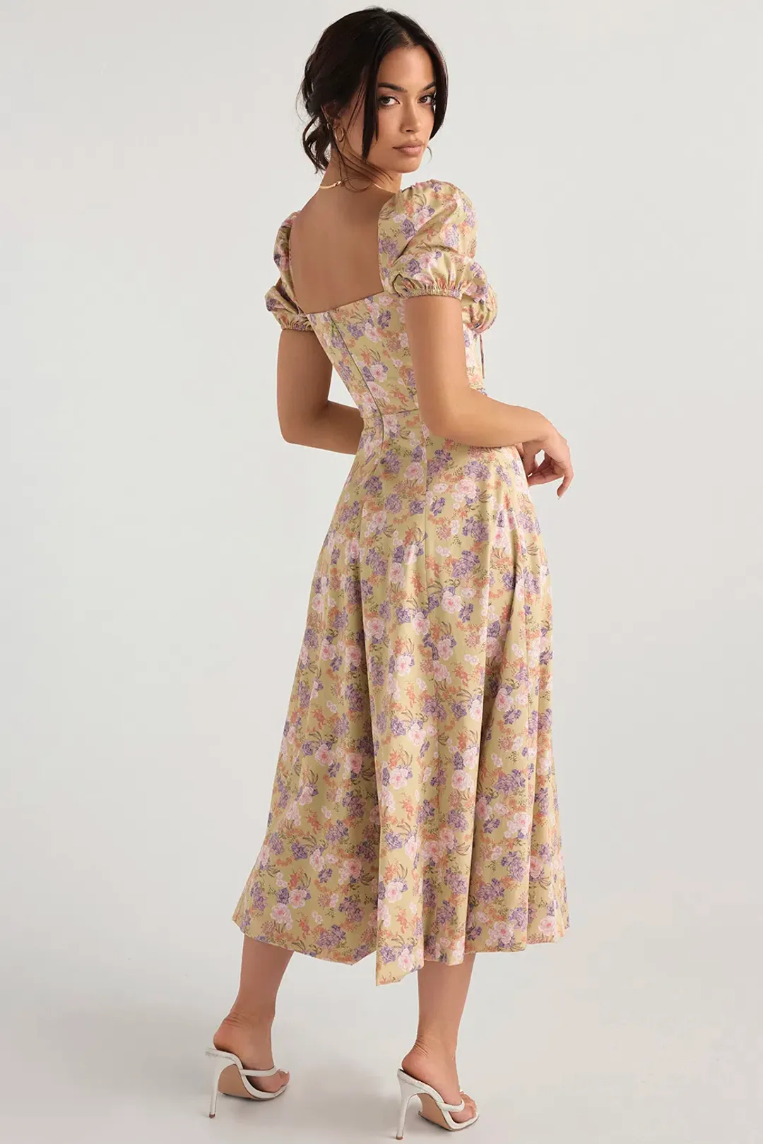 House of CB Tallulah Puff Sleeve Midi Sundress Peony Print  Size 14 for rent on The Volte - main image