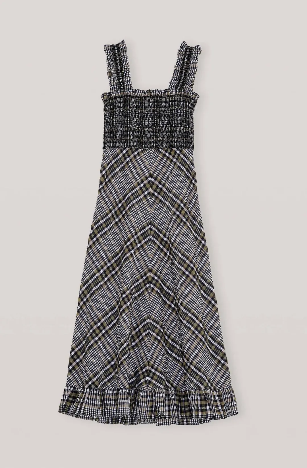 Ganni  Seersucker Check Maxi Dress Print Size 10  for rent on The Volte - main image