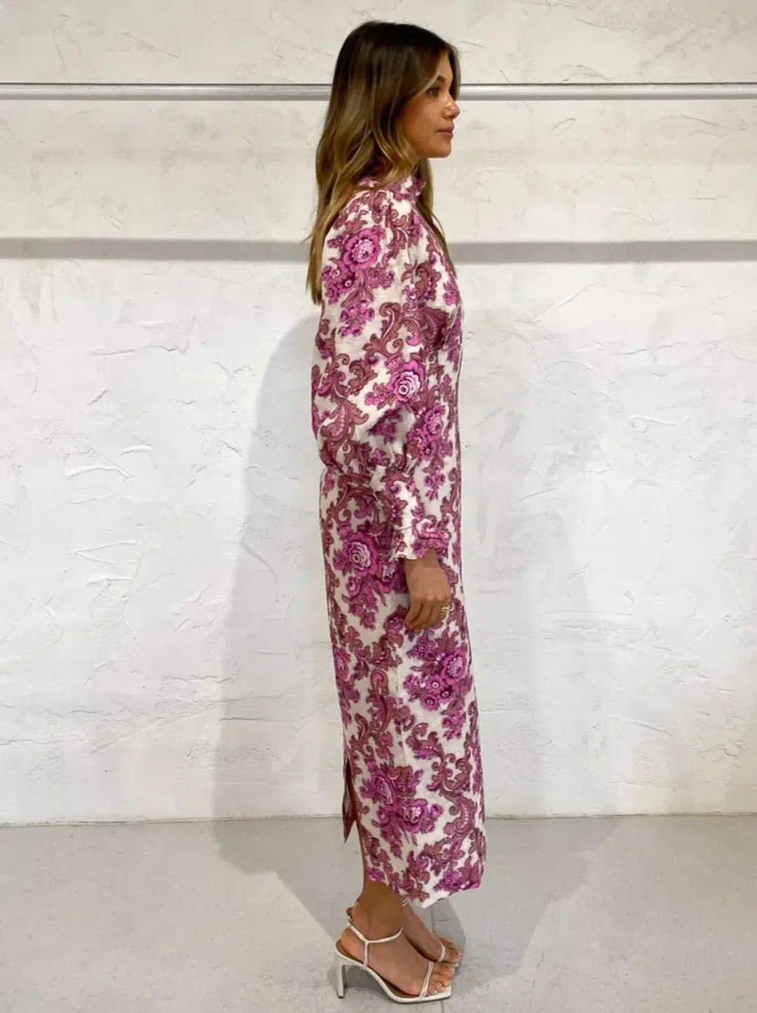 Alemais Isla Midi Dress in Magenta Size 10 for rent on The Volte - main image