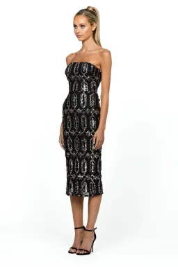 Bariano Blanca Strapless Midi Dress Black Multi Size AU 8 for rent on The Volte - image 2