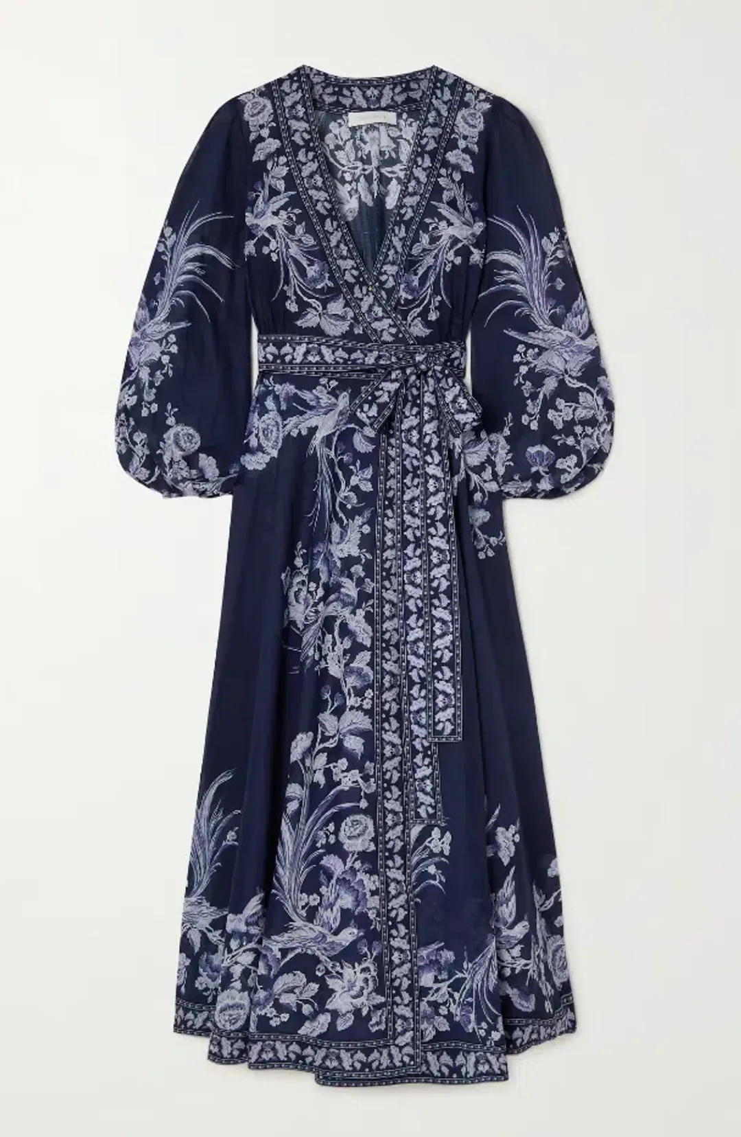 Zimmermann Aliane Floral Print Cotton Gauze Wrap Midi Dress Blue Size 4 / Au 16 for rent on The Volte - main image