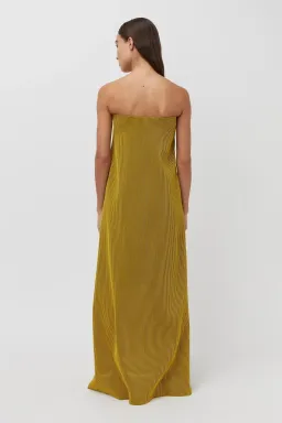 Camilla and Marc Izaro Strapless Maxi Column Dress in Brown/Gold Stripe Size 12 for rent on The Volte - image 3