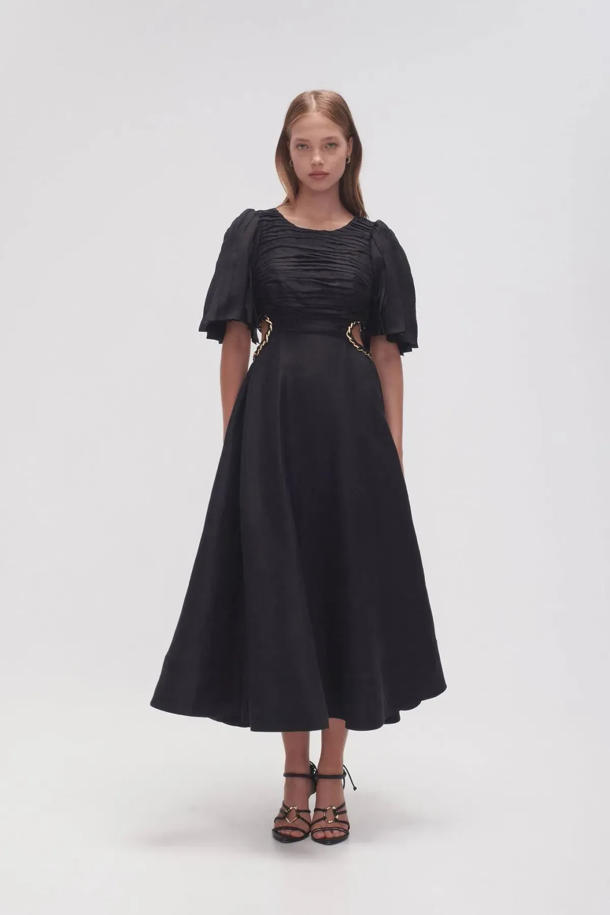 Aje Monica Chainlink Midi Dress Black Size 8 / M for rent on The Volte - main image