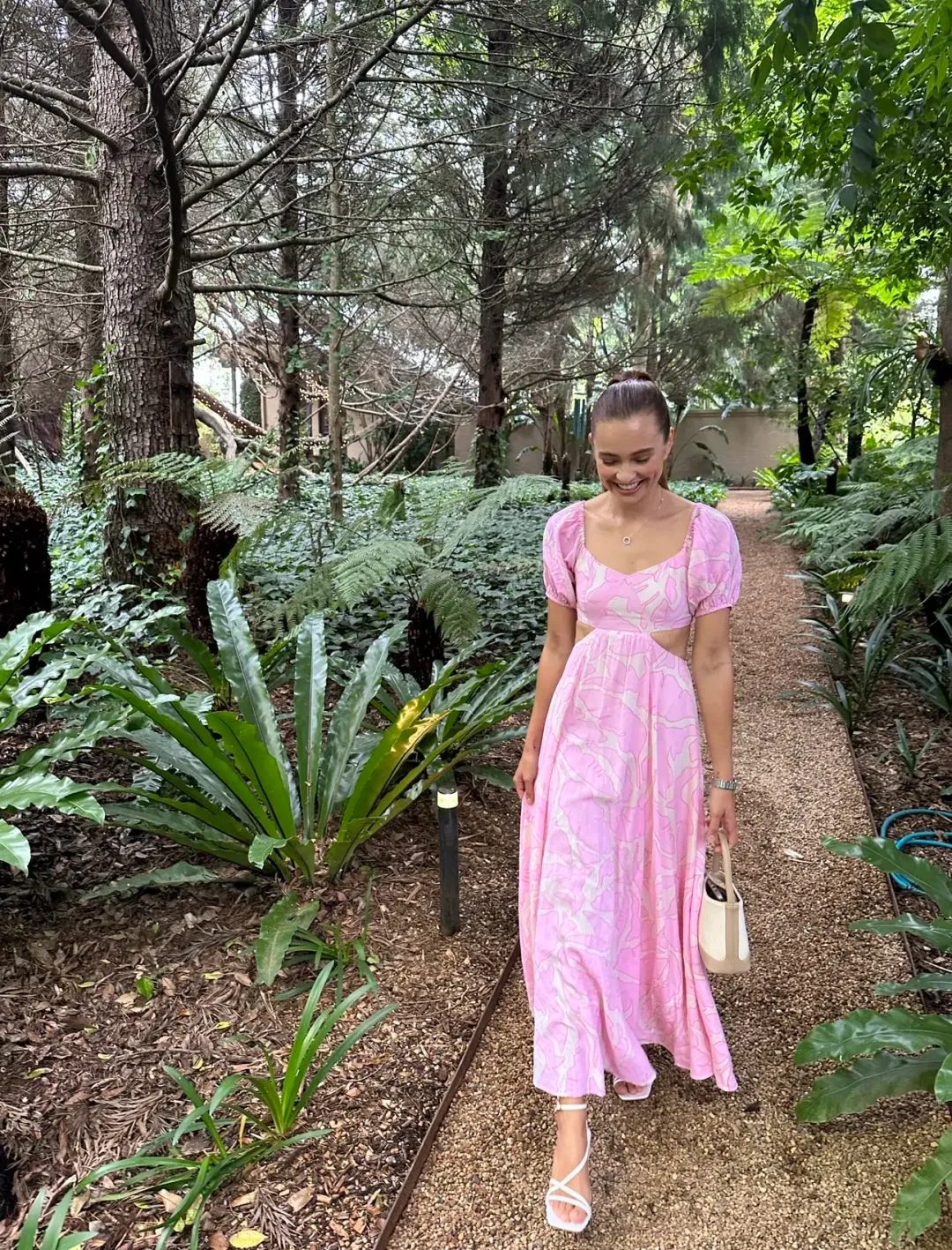 Seed Heritage Voile Floral Off Shoulder Maxi Dress Pink/Floral Size 6 for rent on The Volte - main image