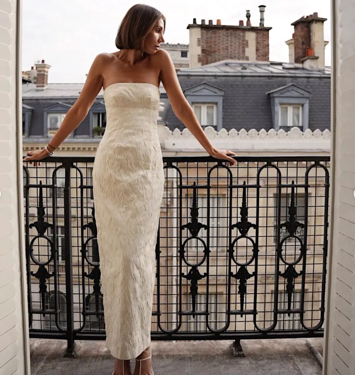 Sir the Label Etienne Column Gown Cream Size 8 for rent on The Volte - main image