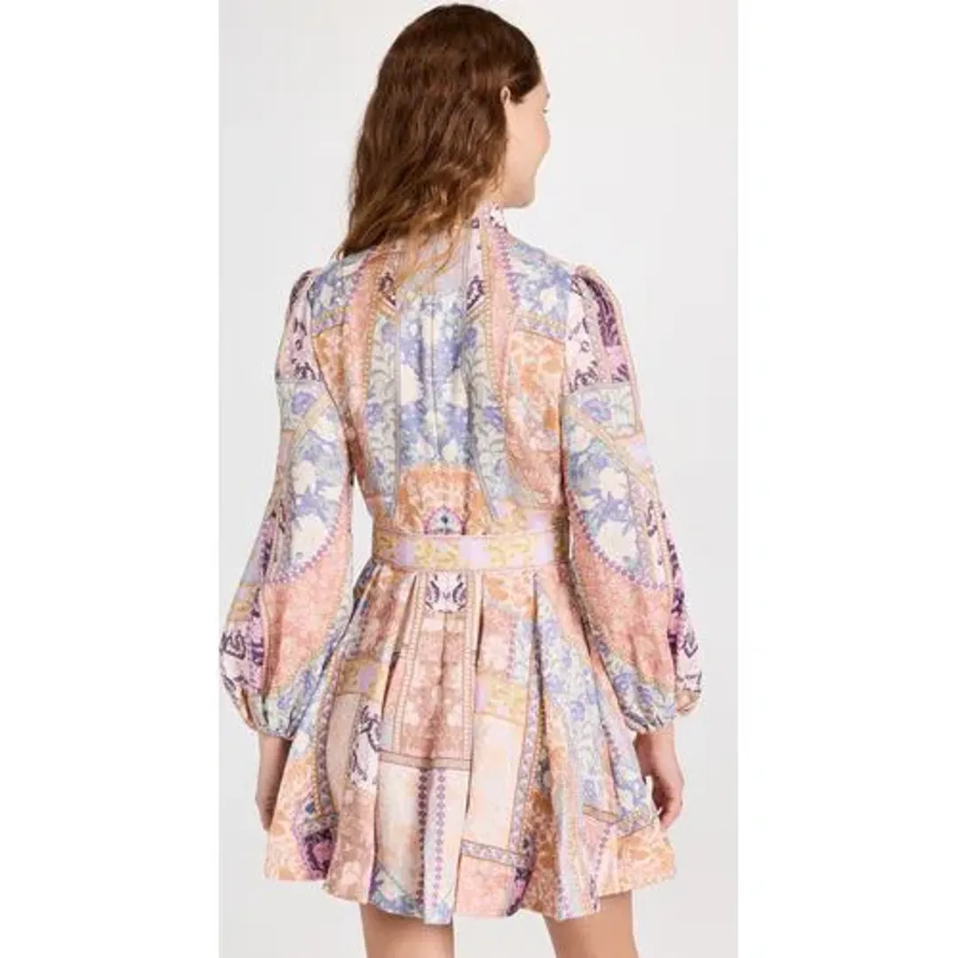 Zimmermann Kaleidoscope Buttoned Mini Dress Print Size 3 /AU 14 for rent on The Volte - main image