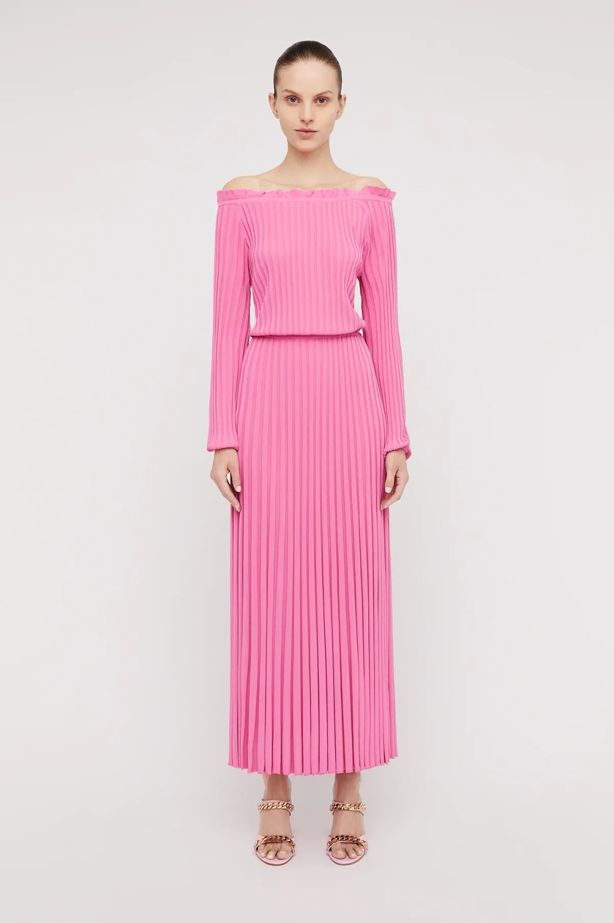 Scanlan Theodore Rib Cold Shoulder Dress Pink Size S / Au 8 for rent on The Volte - main image