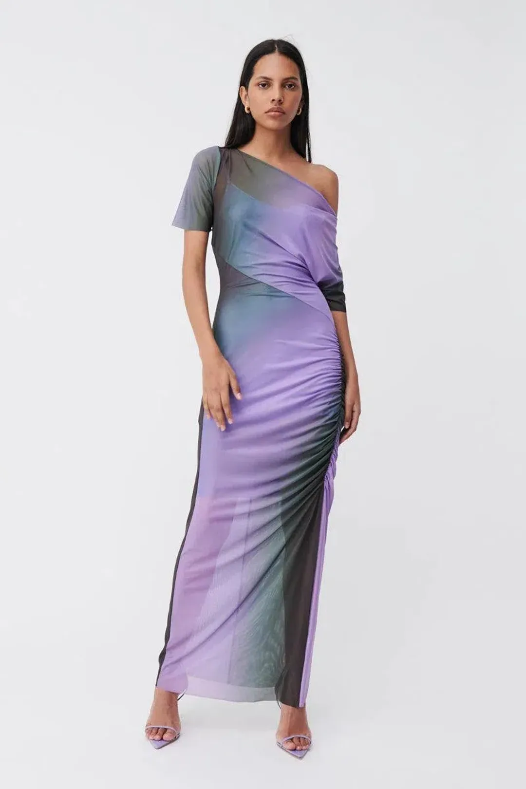 Suboo Olafur Draped Cowl Neck Longline Dress Purple Size L / AU 10 for rent on The Volte - main image