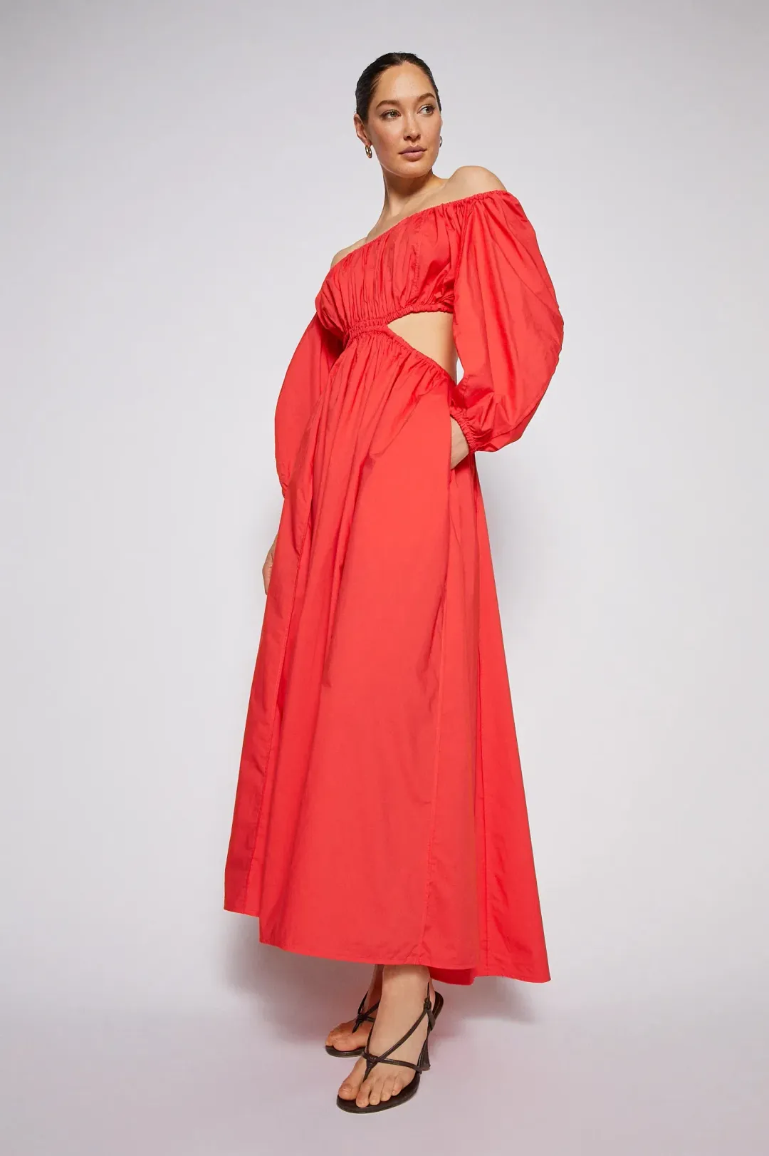 Scanlan Theodore Parachute Cotton Gather Dress Red Size AU 10 for rent on The Volte - main image
