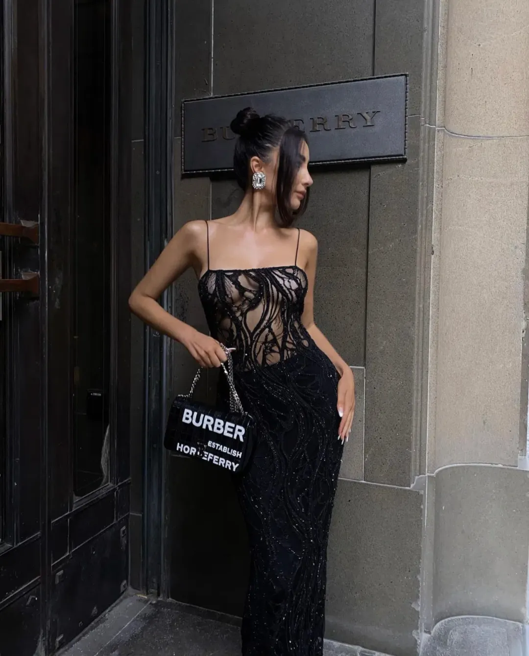 Retrofête Winnie Dress Beaded Maxi Black Size AU 6  for rent on The Volte - main image