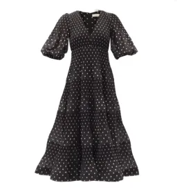 Zimmermann Polka-Dot Voile Puff Sleeve Midi Dress Black and White Size 1 / AU 10 for rent on The Volte - image 5