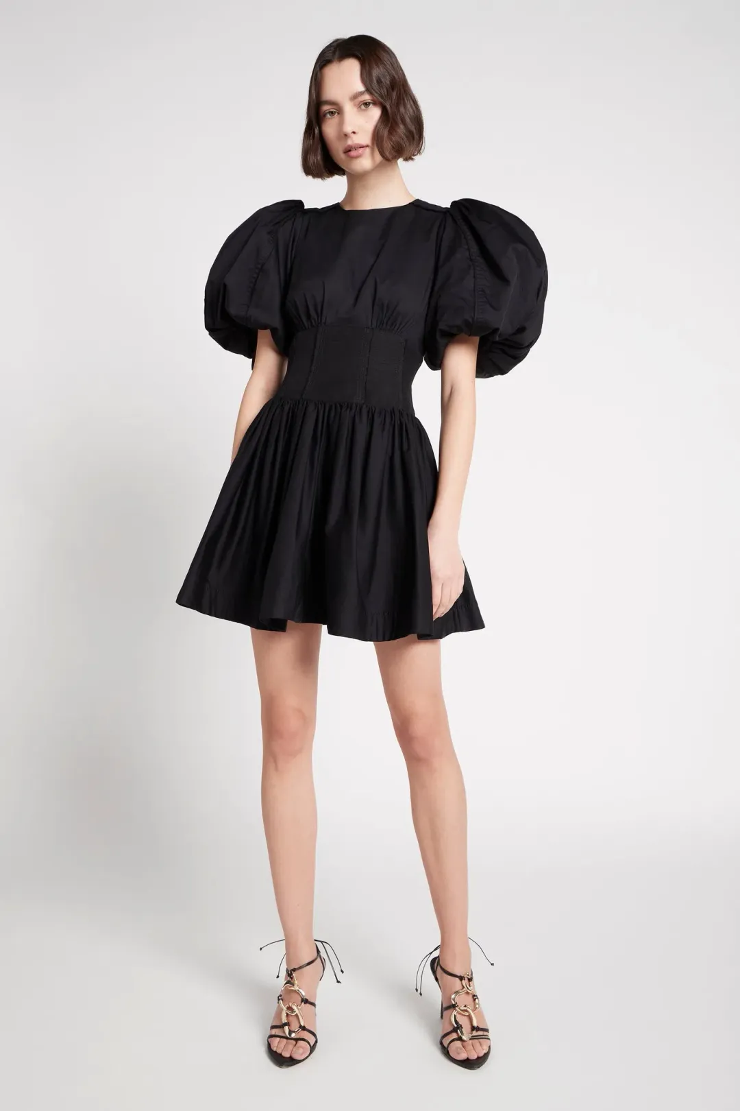 Aje Gianna Puff Sleeve Dress Black Size 12 for rent on The Volte - main image