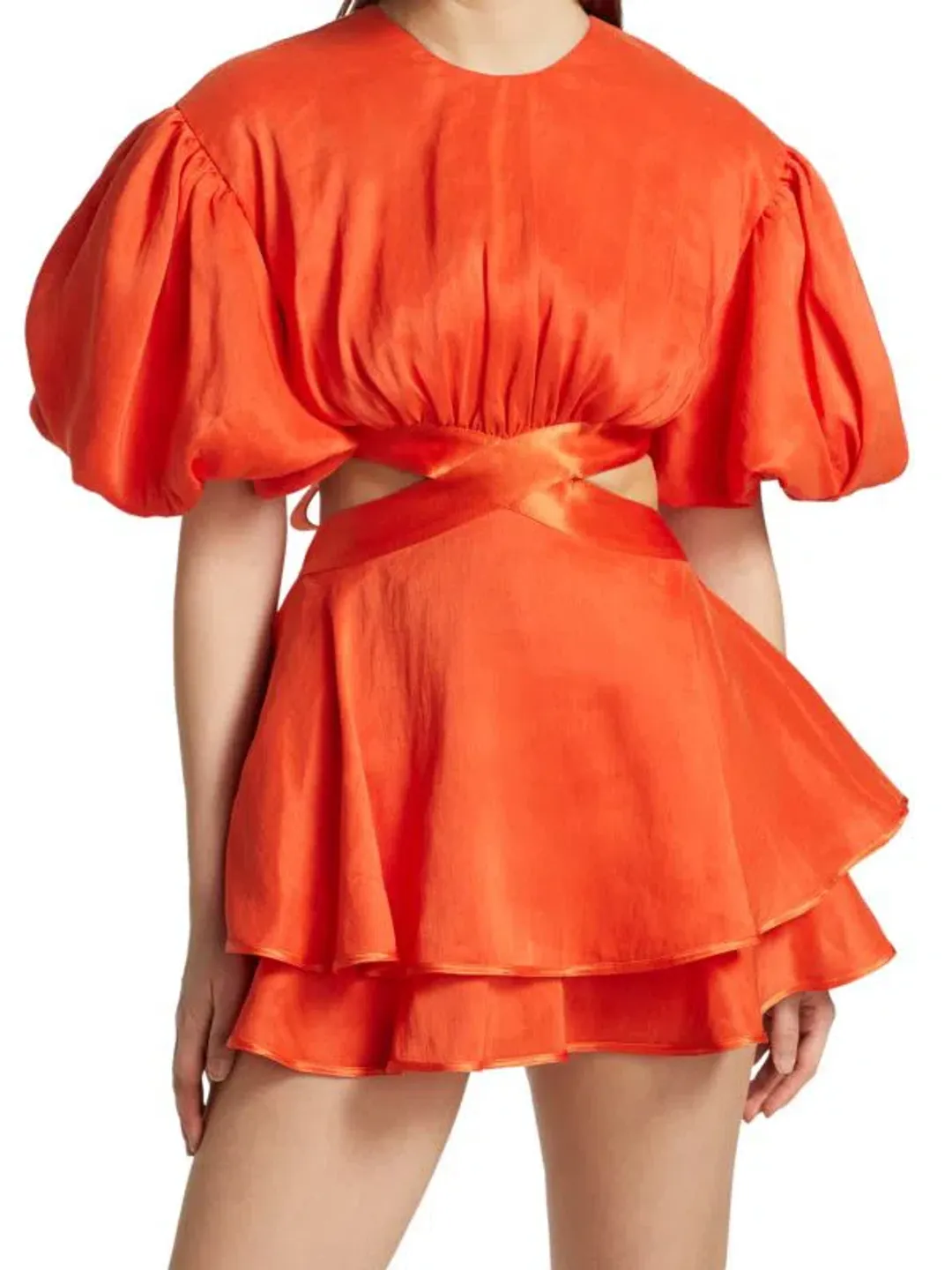 Aje Gracious Cut-Out Mini Dress Orange Size 10 for rent on The Volte - main image