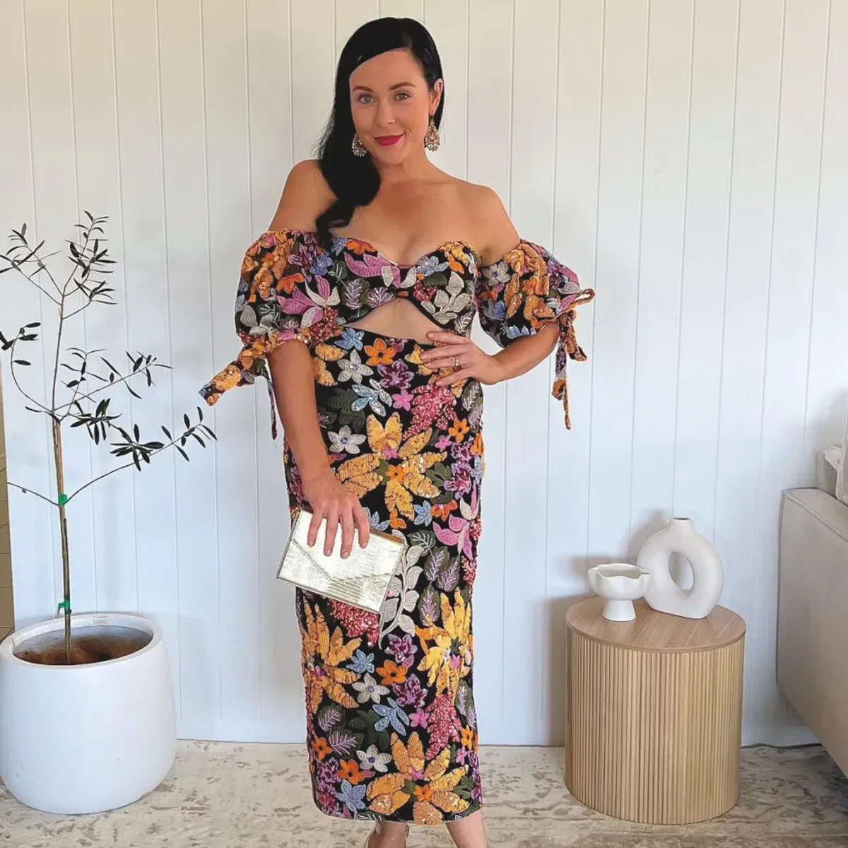 Alamour The Label Flora Sequin Midi Dress Floral Size 12 for rent on The Volte - main image