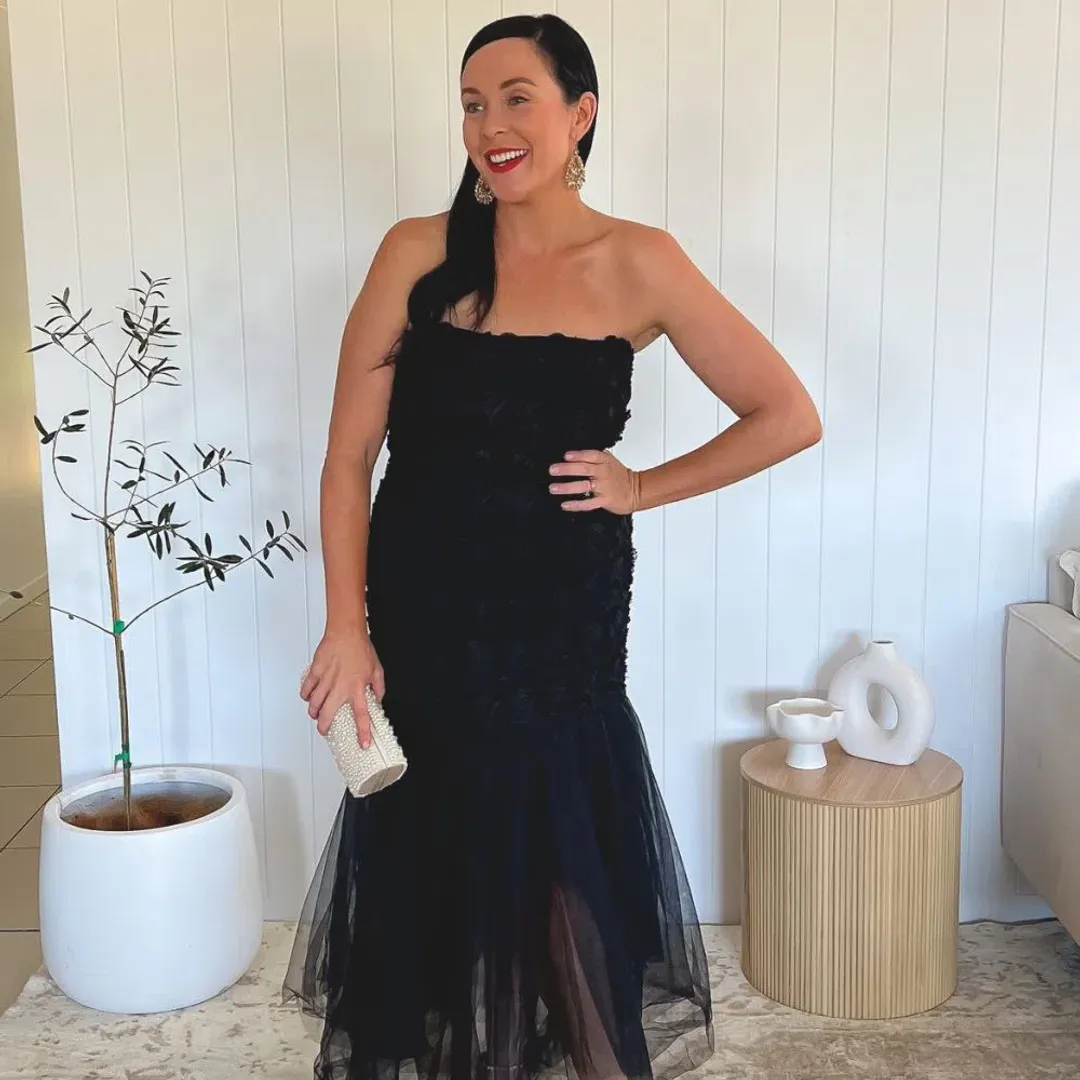 Carla Zampatti Tulle Dress Black Size 12 for rent on The Volte - main image