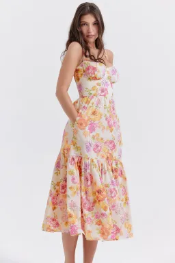 House Of CB Elia Ivory Floral Midi Sundress Floral Size S / Au 8 for rent on The Volte - image 4