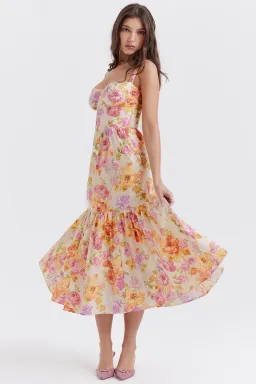 House Of CB Elia Ivory Floral Midi Sundress Floral Size S / Au 8 for rent on The Volte - image 3