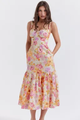 House Of CB Elia Ivory Floral Midi Sundress Floral Size S / Au 8 for rent on The Volte - image 5
