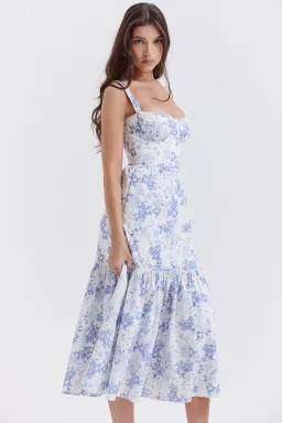 House Of CB Elia Blue Print Midi Sundress Floral Size S / Au 8 for rent on The Volte - image 6