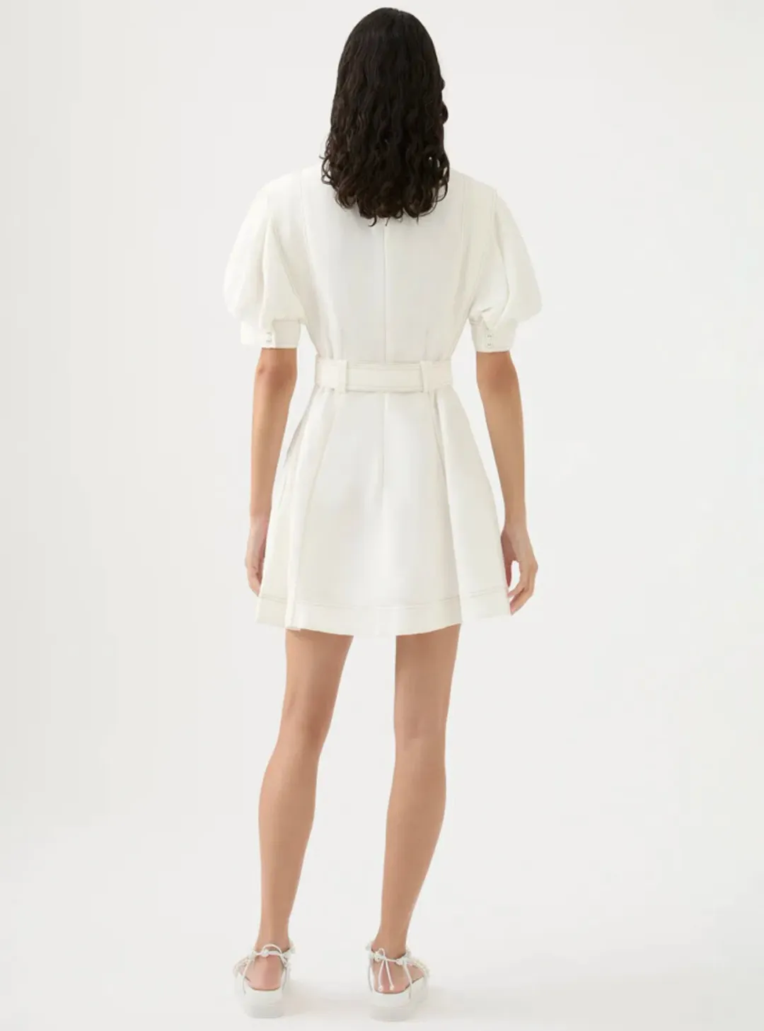 Aje Beacon Structured Mini Dress Ivory Size S/AU 8 for rent on The Volte - main image