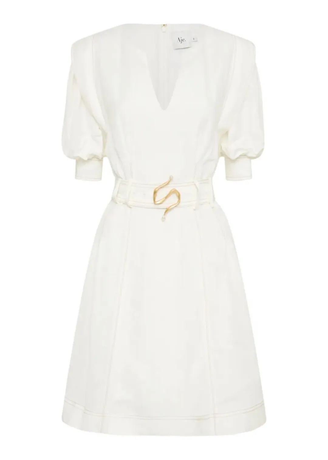 Aje Beacon Structured Mini Dress Ivory Size S/AU 8 for rent on The Volte - main image
